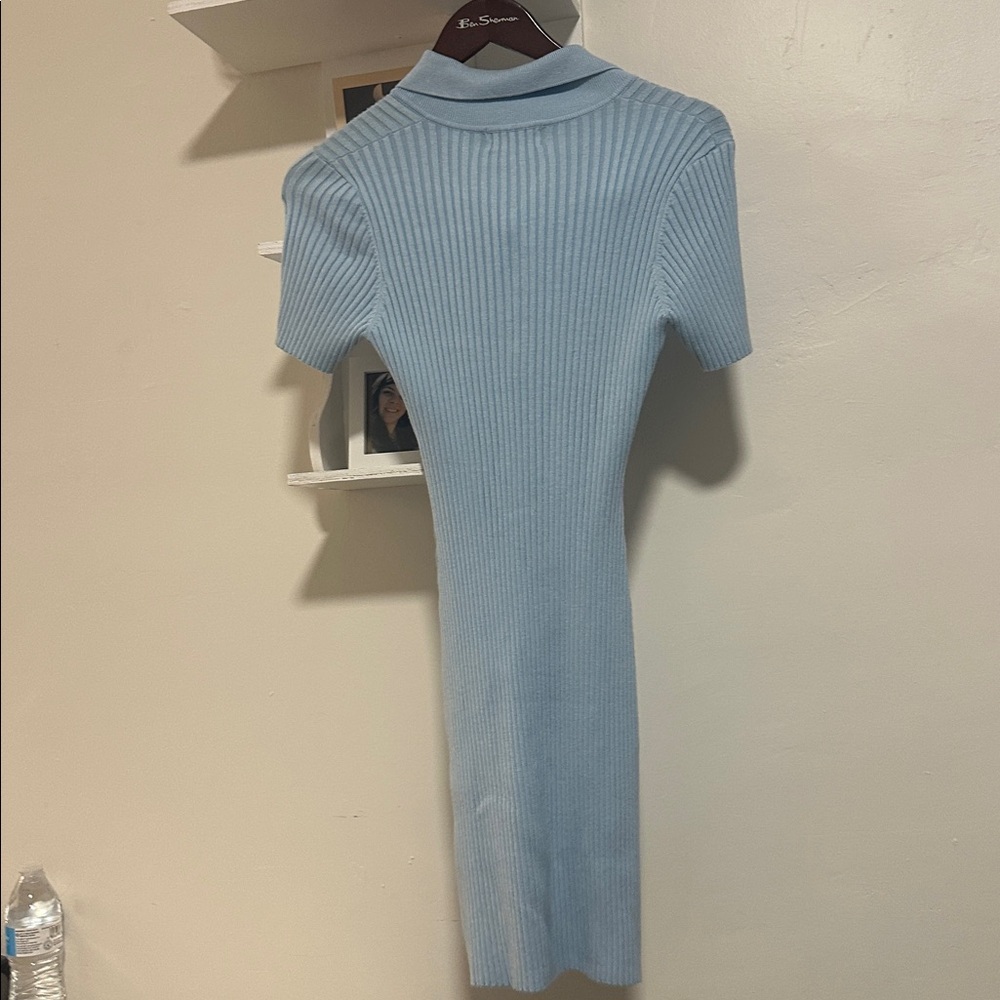 NWT Urban Outfitters turquoise/Blue Ribbed Mini Polo Dress - Picture 5 of 5